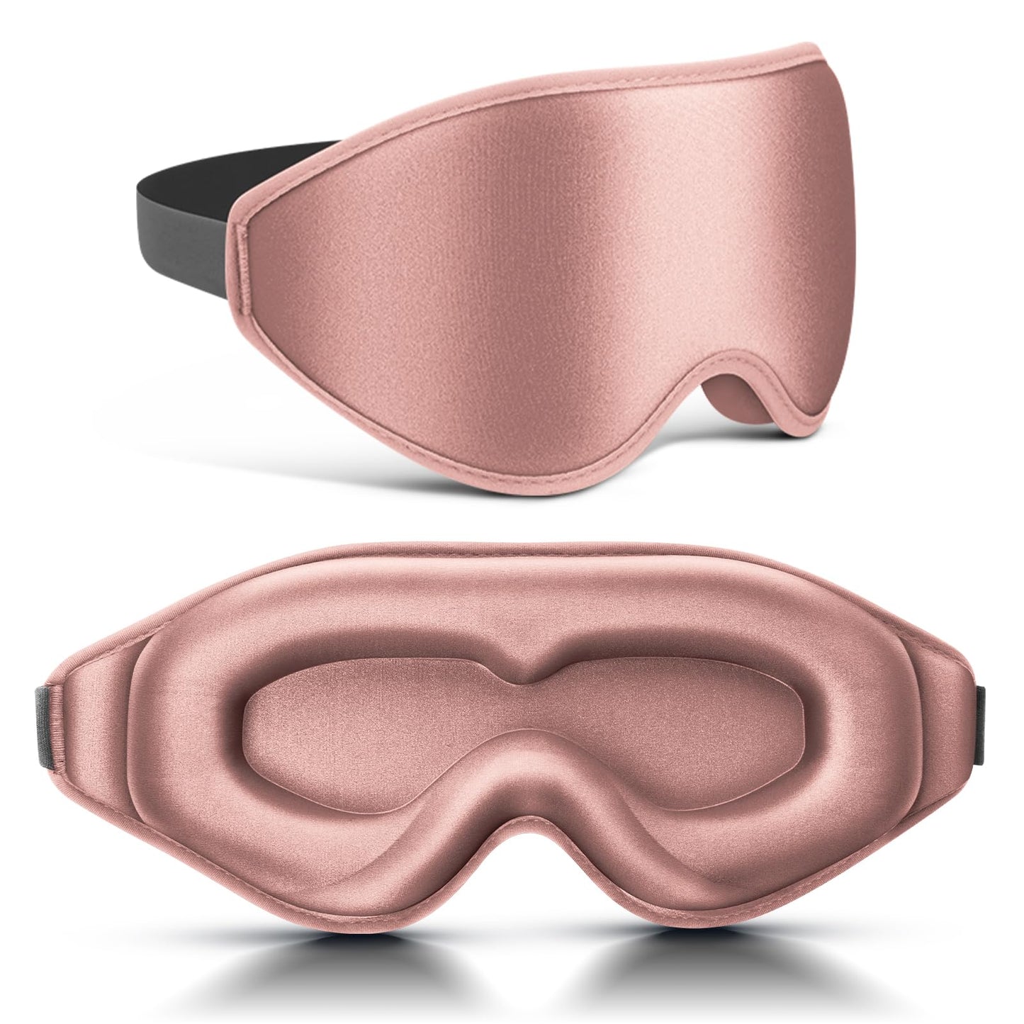 FlyCoco 99% Fully Block Out Light Eye Sleep Mask, 3D Deep Contoured Eyes Cover Zero Pressure, Long Lash Extension Eyes Mask with Adjustable Straps for Sleeping Travel Home Nap Rest Women Men (Rose)