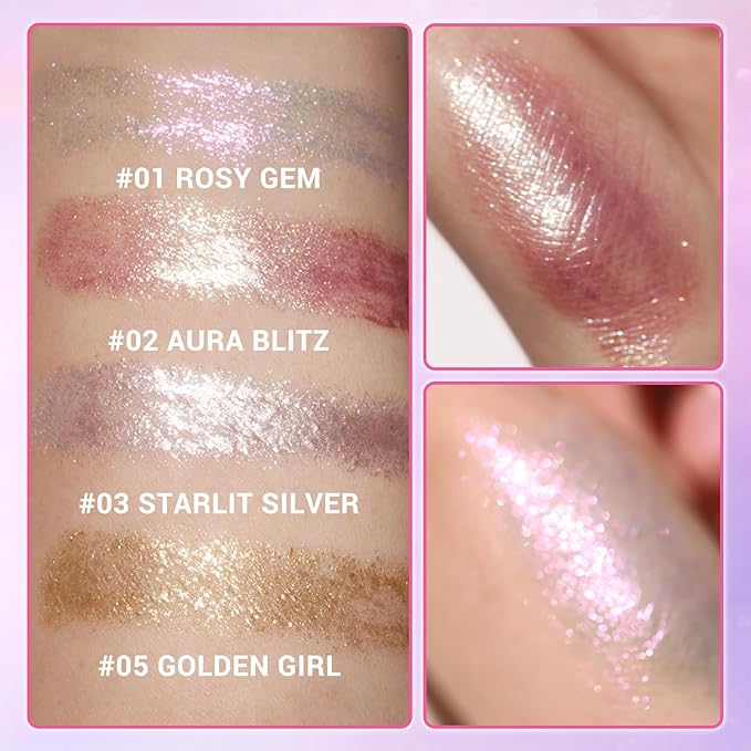 Crystal Hydrating Jelly Stick Eyeshadow Stick, Glitter Makeup Jelly Shimmer Eye Shadow Crayon, Lightweight Eye Brightener Makeup Glitter Eye Shadow (STARLIT SILVER, 03 STARLIT SILVER)