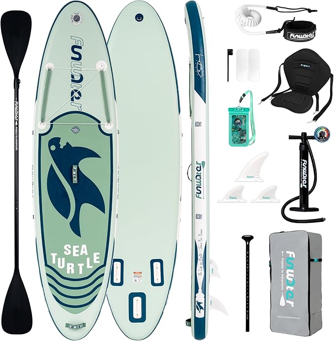 FunWater Inflatable Stand Up Paddle Board with Premium SUP Paddleboard Accessories, Anti-Slip EVA Deck, 11'/10'6'' Paddle ...