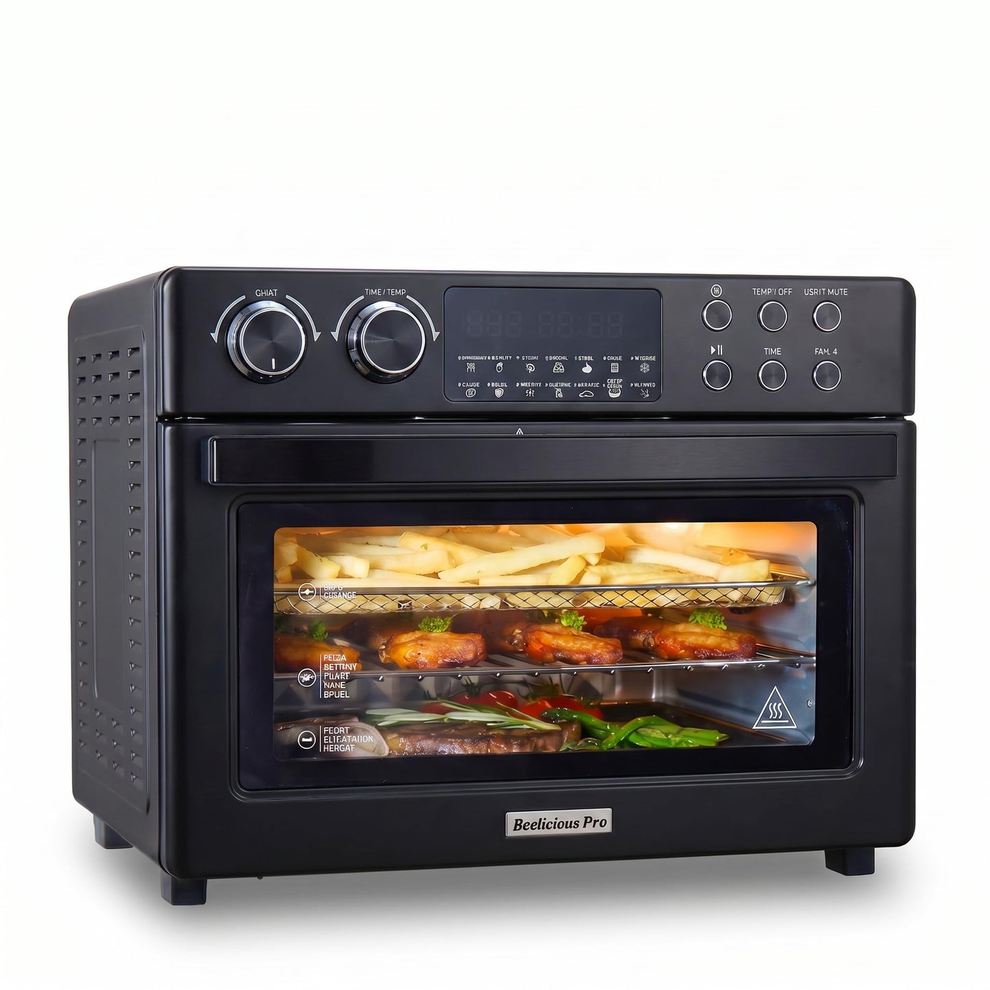 28QT Air Fryer Toaster Oven Combo, Large 12-in-1 Convection Countertop Oven with Next-Gen HeatWave Convection, 3-Layer Cooking, Rotisserie for Chicken, Fits 11" Pizza, Full Accessories, Glitter Black