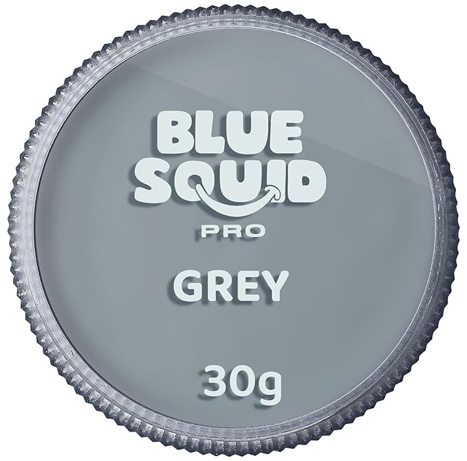 Blue Squid Face Paint Water Based Single Cake Professional Face Paint & Body Paint - Water Activated, Kids Adults Face Painting for Costume, Halloween Makeup, Cosplay - Classic Grey Face Paint 30g