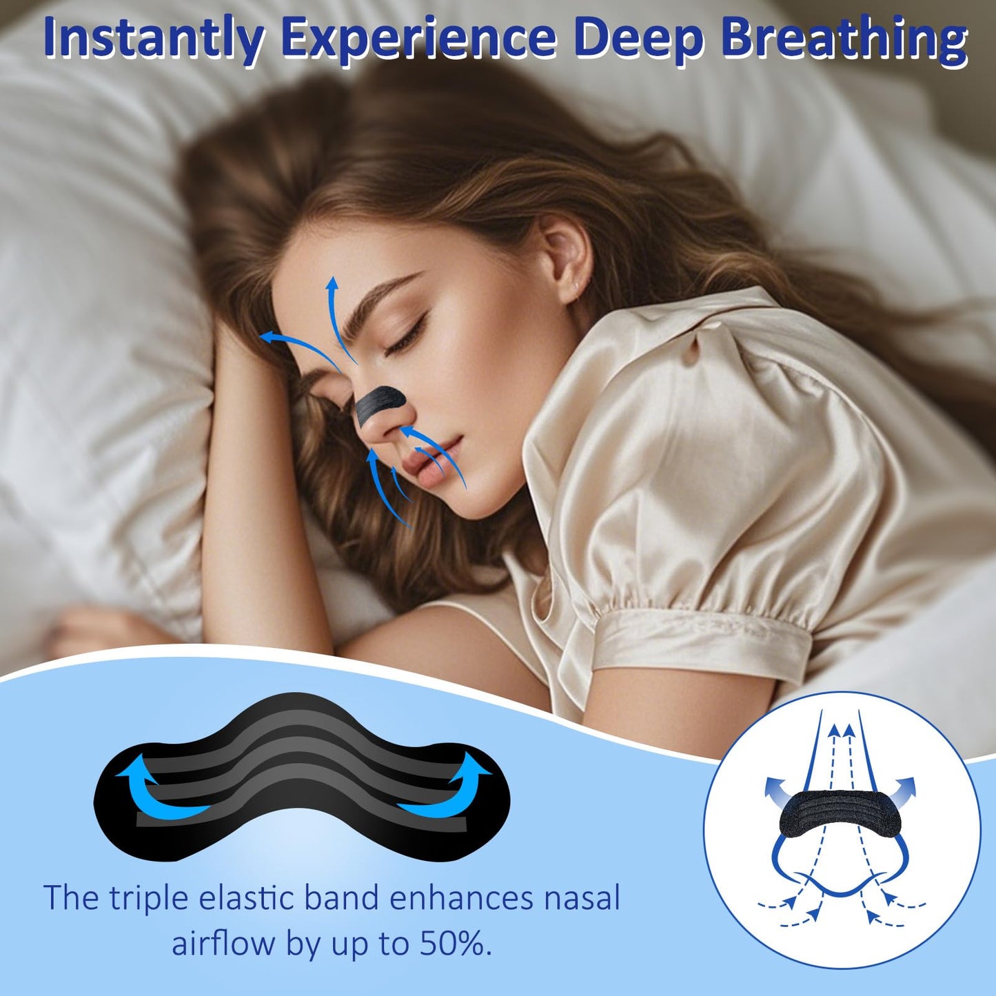 Nasal Strips for Snoring - Extra Strength Nose Strips for Breathing, Black Nose Tape for Sleeping and Sports (60 Ct), Nasal Congestion Relief, Oil & Sweat Proof