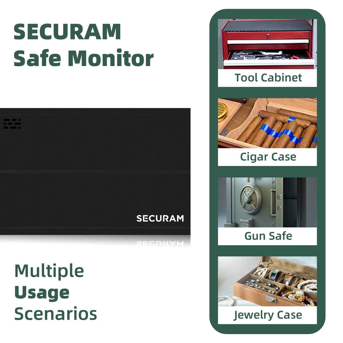 SECURAM Gun Safe/Safe Box/Cabinet Safe Security Monitor, Remotely Monitor Door Status & Vibration, Temperature and Humidity, 24/7 Monitoring, with SECURAM Guard App