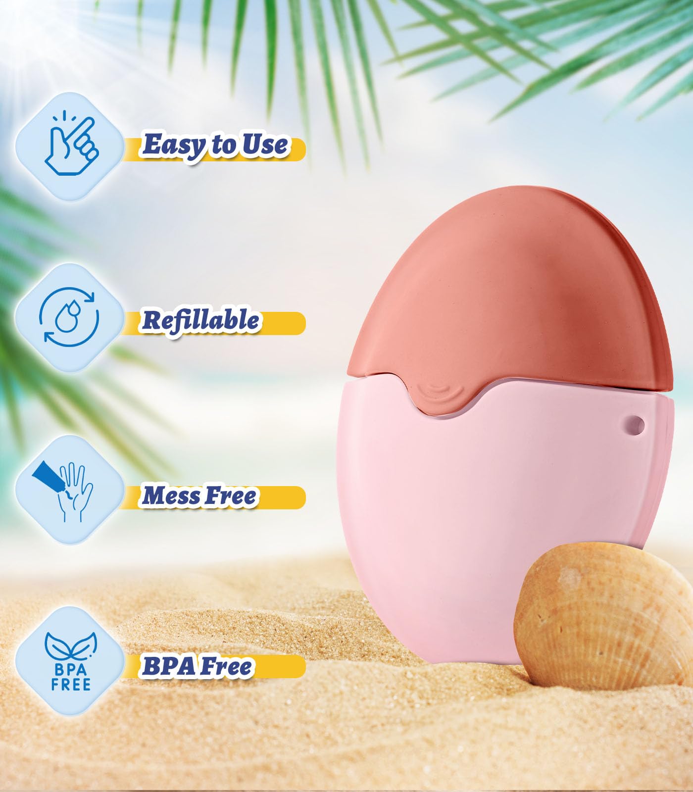 KYHDIYA Sunscreen Applicator - Refillable Roll on Sponge Sunscreen, Suncream & Lotion Applicator For Kids, Adults & Families - T