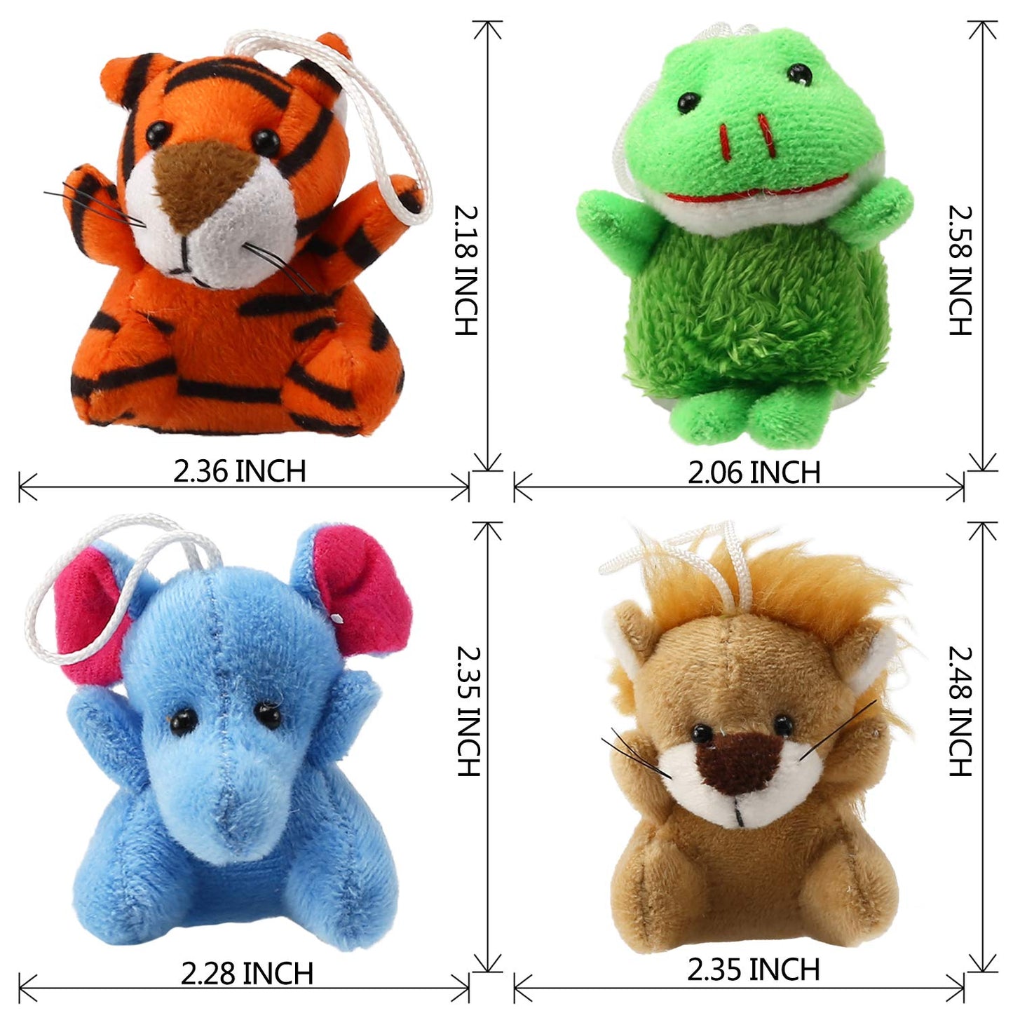 32 Piece Mini Plush Animal Toy Set, Cute Small Animals Plush Keychain Decoration for Themed Parties, Kindergarten Gift, Teacher Student Award, Goody Bags Filler for Boys Girls Child Kid Laxdacee