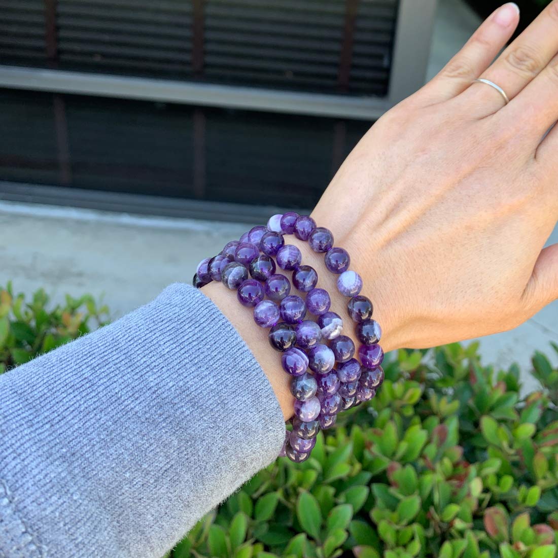 Adabele Real Natural Purple Amethyst Bracelet 8 inch Stretch Gemstone Beaded Bracelet Chakra Healing Crystal Stone Jewelry Women