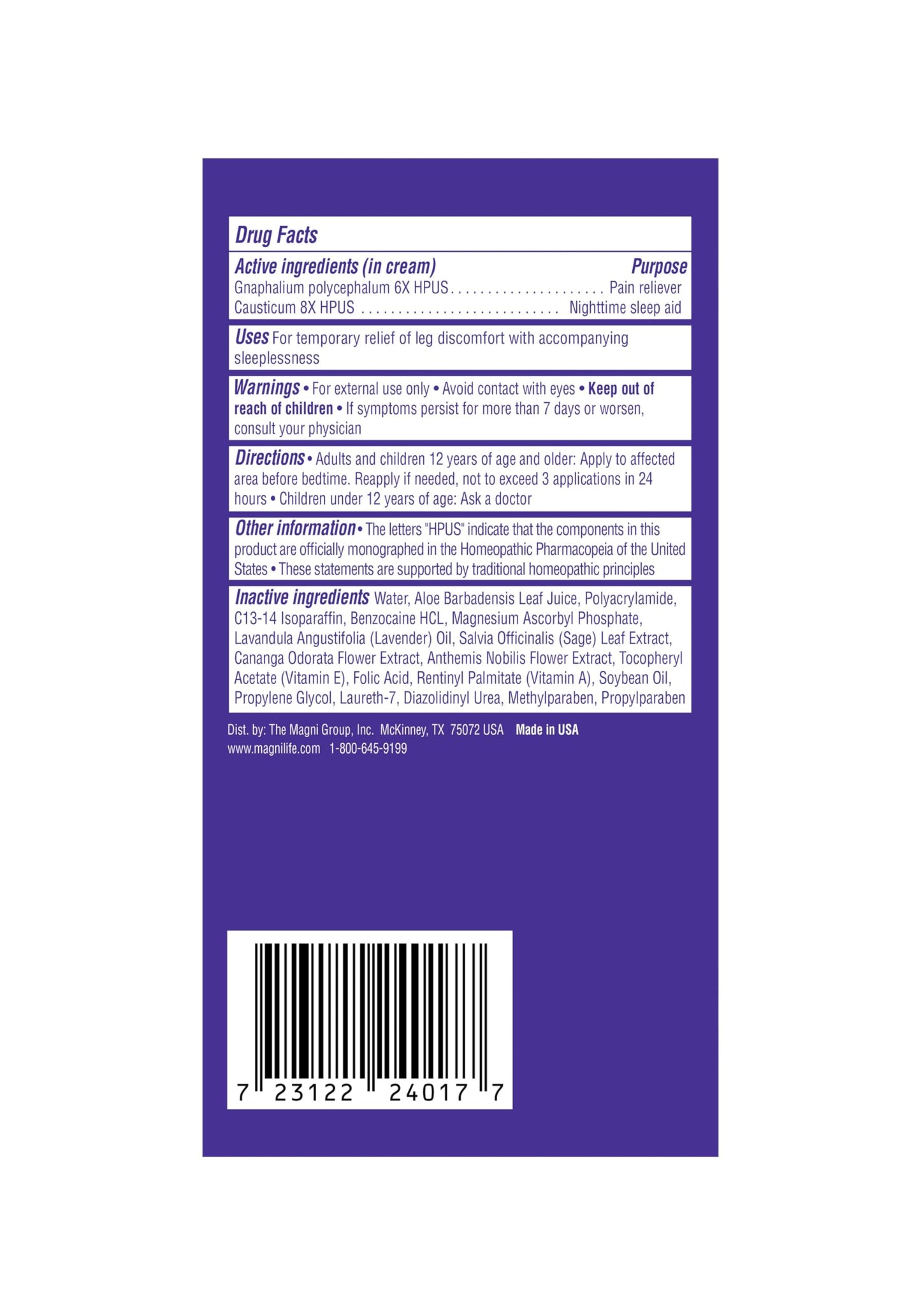 MagniLife Relaxing Leg Cream PM, Restless Legs, Deep Penetrating Topical for Pain, Naturally Soothe Cramping, Discomfort, and Tossing with Lavender and Magnesium (2 Pack-4oz Jars)