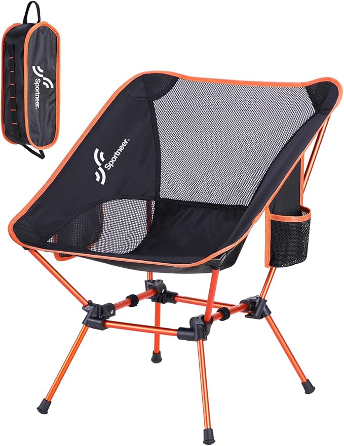 Sportneer Camping Chairs, Lightweight Outdoor Chairs with 2 Side Pockets & Storage Bag, Foldable & Portable Lawn Chairs fo...