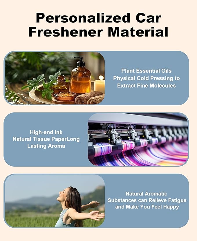 Personalized Double-Sided Custom Car Air Freshener - 100% Natural Material - Various Fragrance Types - Long-lasting Scent - Ideal for Car, Home, and Gifting (Circle)