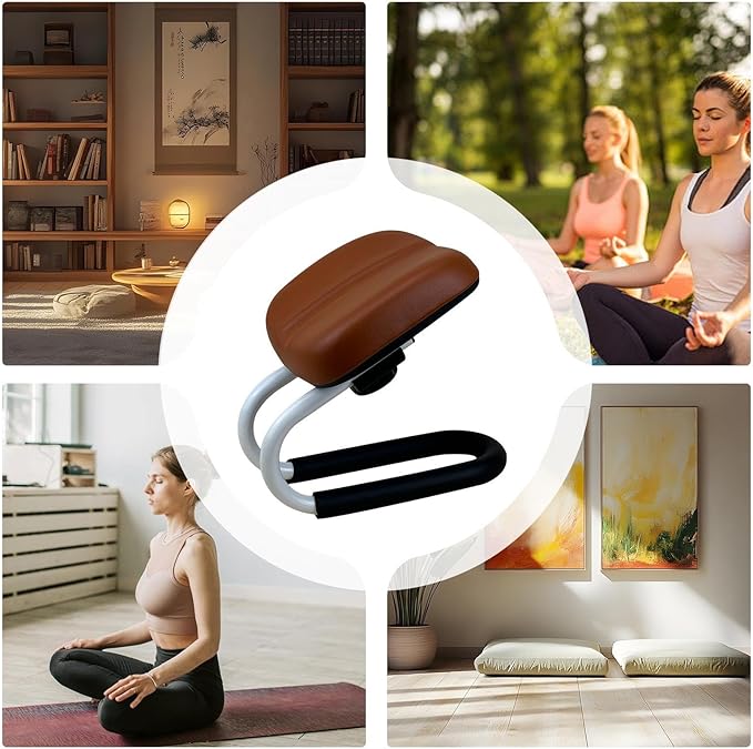 Prayer Stool - Accessories, Non-Slip Leg Sleeve, Portable Chair for Home Yoga Studio | Prayer Bench Foldable Meditation Seat, Metal Frame Yoga Stool Adjustable Height, Bench Seat with Non-Slip Leg