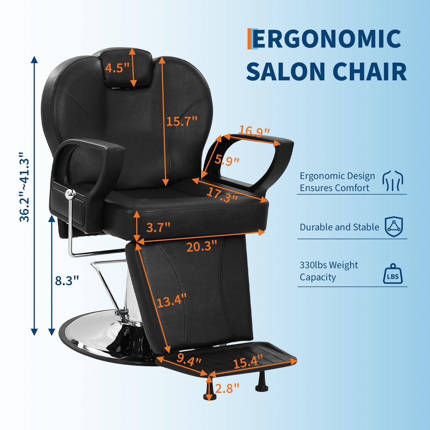 IDEALHOUSE Hair Salon Chair, Styling Reclining Barber Chair with Heavy Duty Hydraulic Pump, Adjustable Barber Chair Beauty Shampoo Barbering Chair for Hair Stylist Spa, Max Load Weight 330 Lbs