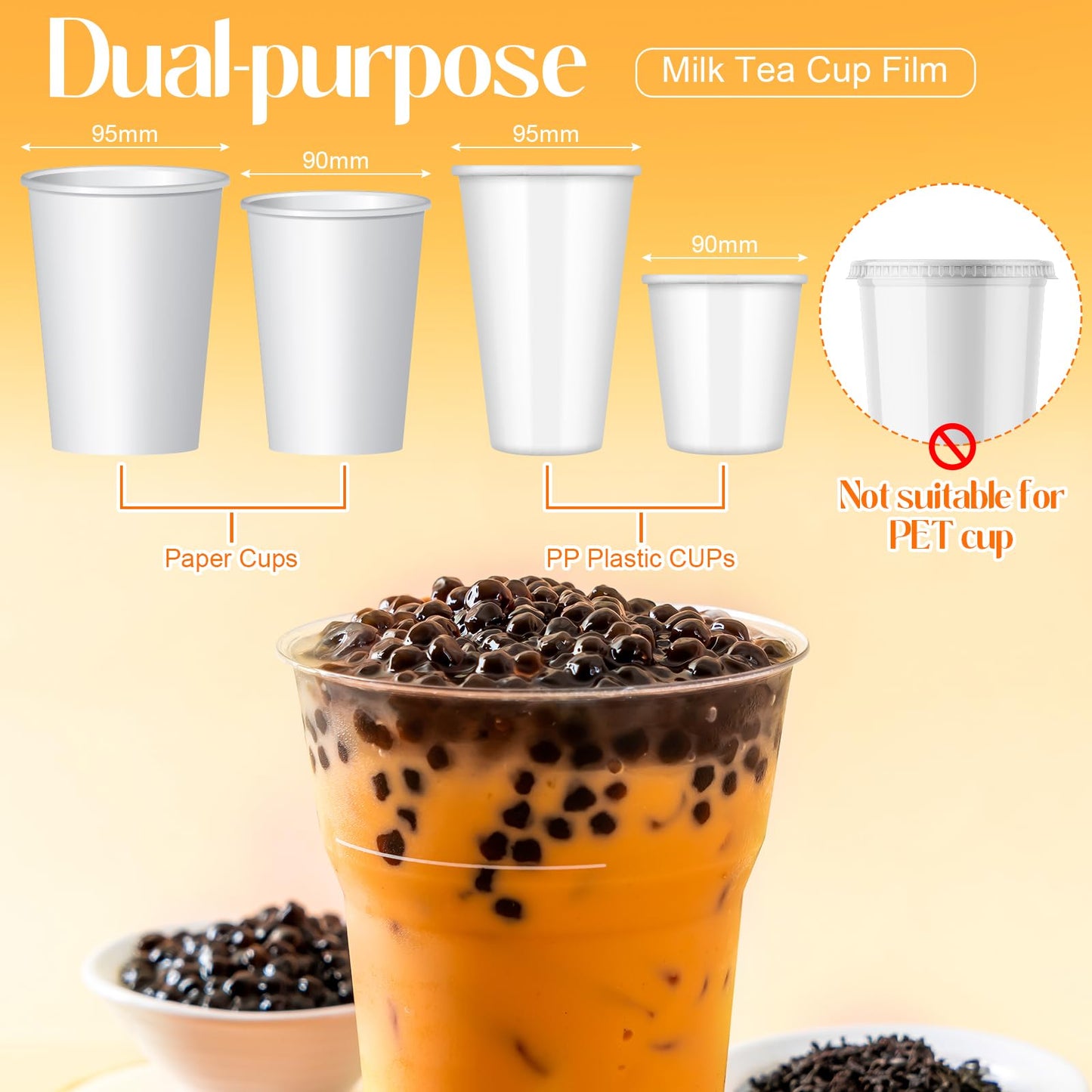 Henoyso 1 Roll Cup Sealer Film for Sealing Machine 90-105 mm 3200 Cups Bubble Tea Sealer Film for 16 oz Plastic Cups for Bubble Tea, Water, Coffee, Juice, Soda(Vibrant Color,Smile Face Style)
