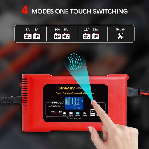 SDLOOL Golf Cart Battery Charger - 36V 18A and 48V 13A, Smart Trickle Charger for LiFePO4, Lead-Acid AGM/Gel/SLA Batteries - EZGO TXT, Car, Truck, Boat