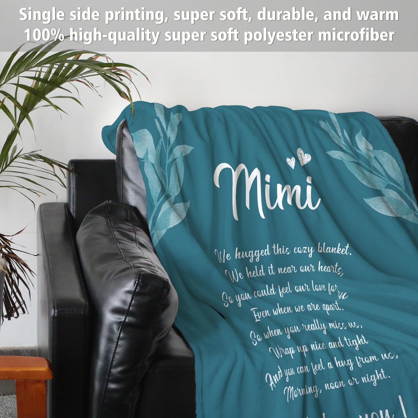 Afterprints Mimi Gifts Blanket, Birthday Gifts for Mimi, Mimi Gifts for Grandma on Grandparents Day, Soft Flannel Throw Blankets 50" x 60"
