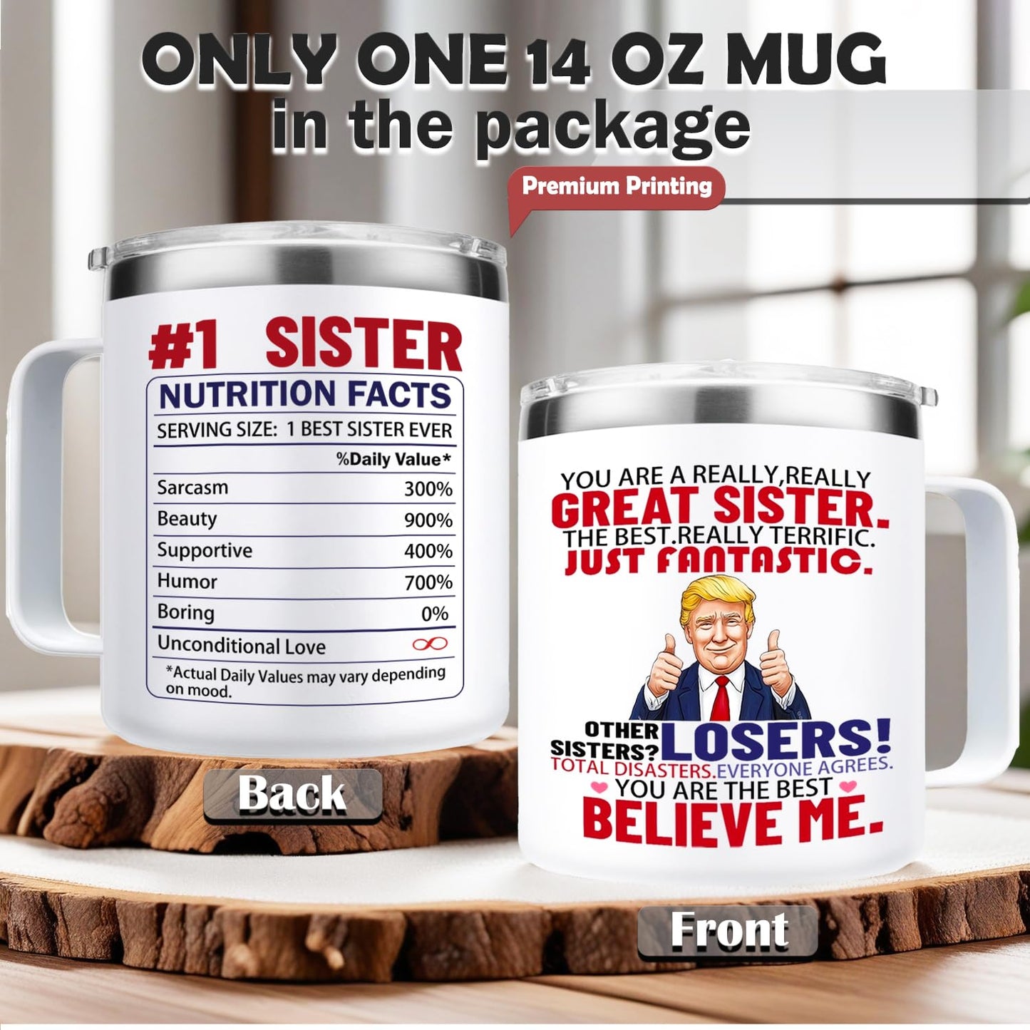 NIAEIAIE Funny Sister Gifts from Brother Adult-Best Birthday Gifts for Sister or In Law-You Are A Really Great Sis-Unique Present Idea for Birthday,Christmas (14 oz, Coffee mug)