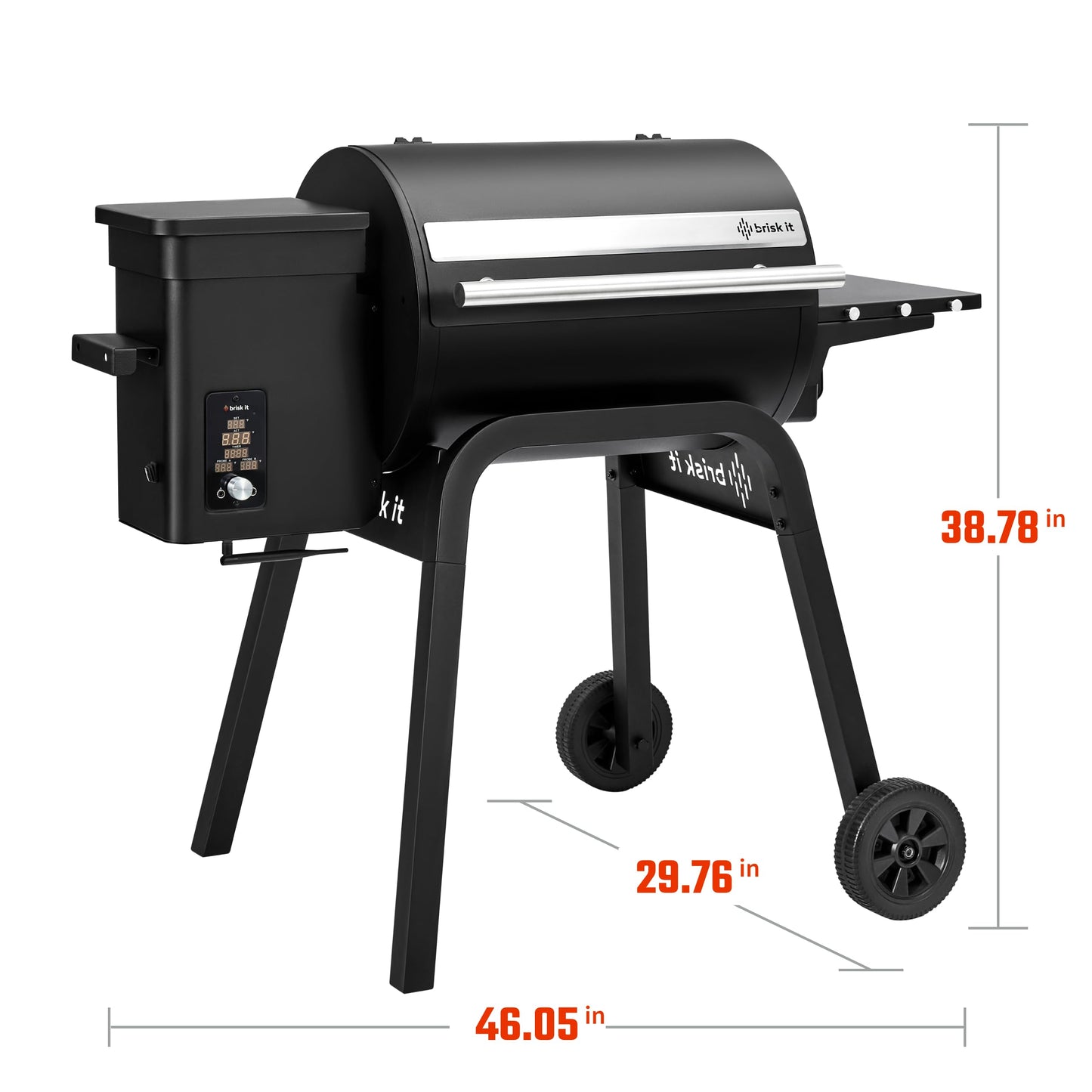 Brisk It Zelos-450 WiFi A.I. Electric Wood Pellet Smoker Grill - Smart Grill With Waterproof Cover– 450 sq.in Cooking Area,7-in-1 Outdoor Grill & Smoker, PID Controller (Up to 500°F), Meat Probe