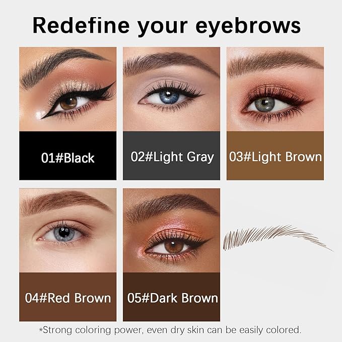 Browcharm Microblading Eyebrow Pencil for Women,0.1mm Ultra-Fine Mechanical Pencil,Makeup Brow Definer Waterproof,Draws Tiny Brow Hairs and Fills in Sparse Areas and Gaps (05 Deep Brown)