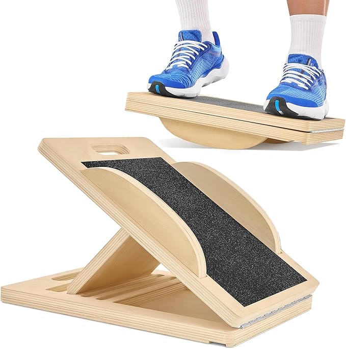 Slant Board with 6 Angles Converts to a Balance Board – Premium Calf Stretcher & Wobble Board for Effective Stretching & Squats Exercise Slant Board with Velour Surface