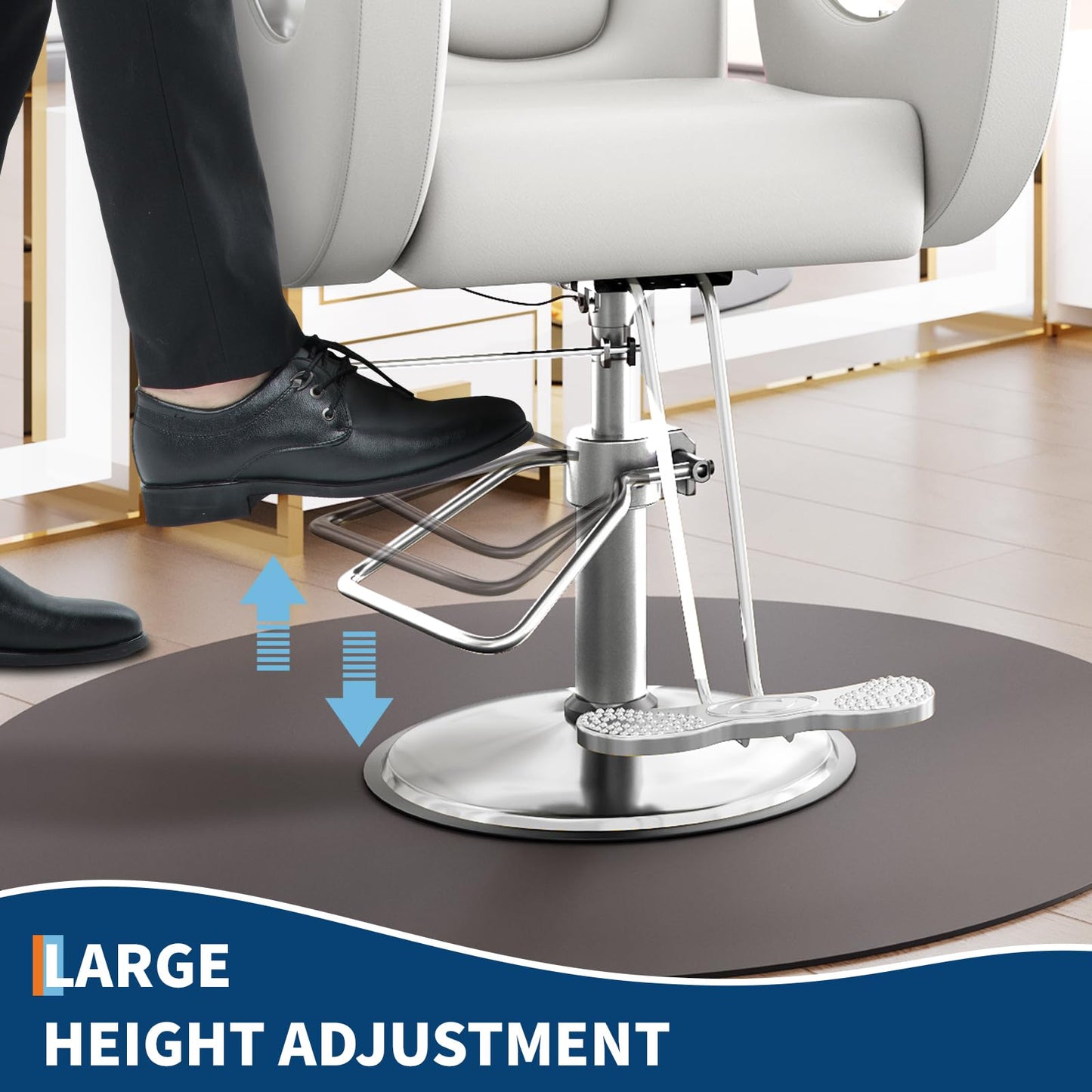 PeakPursuit Reclining Barber Chair, 360° Swivel Hydraulic Styling Chair with Heavy Duty Hydraulic Pump for Hair Stylist Barbershop Home Spa Shampoo, Grey