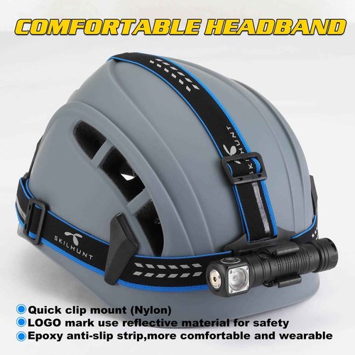 SKILHUNT H04 RC TIR USB Rechargeable Camping Headlamp Flashlight - 850 Lumen, Lightweight, Compact EDC Waterproof LED Headlight for Outdoor Sports Hands-Free (H04 RC High CRI 519A Neutral White)