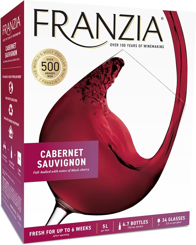 Franzia Cabernet Sauvignon, Red Wine, 5 Liters