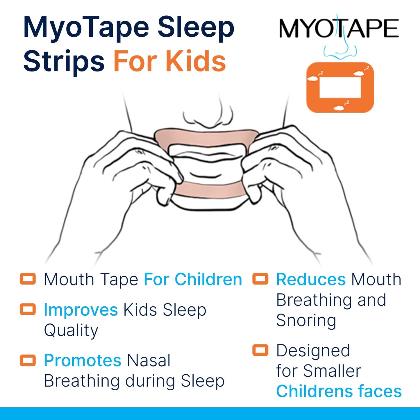 MyoTape - Sleep Tape for Kids - 90 Nights - Reduce Snoring - Improve Your Kids Sleep - Promote Nasal Breathing - Children - Gentle On Skin