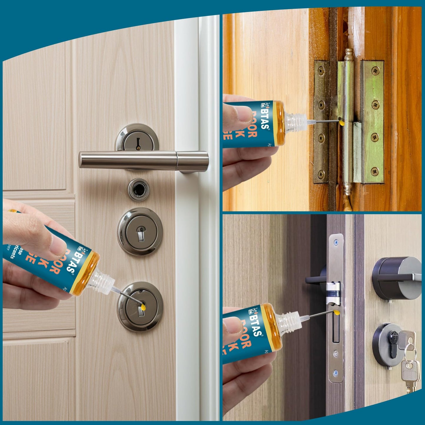 BTAS Door Lock Hinge Lubricant Oil Squeaky Fix Lube for Keyhole with Needle Oiler 1 oz 1 Pcs