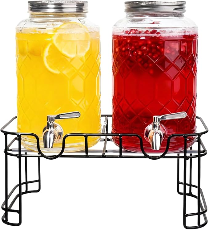 PYVYLO 1 Gallon Beverage Dispenser with Stand,Lemonade Drink Dispenser with Stainless Steel Spigot for Parties and Wedding...