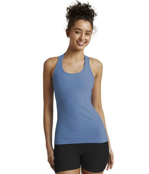Beyond Yoga Women's Spacedye Step Up Racerback Tank, Sky Blue Heather, Large