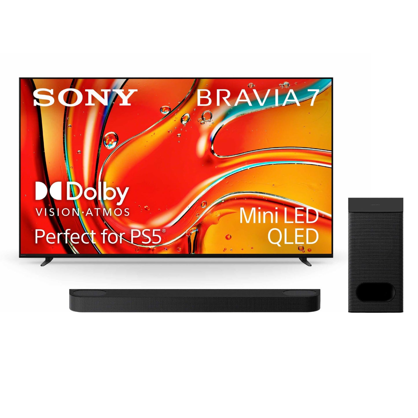 Sony 85" Mini LED 4K BRAVIA 7 TV (K-85XR70) & BRAVIA Theater Bar 6 3.1.2ch Sound Bar with Wireless Subwoofer Bundle