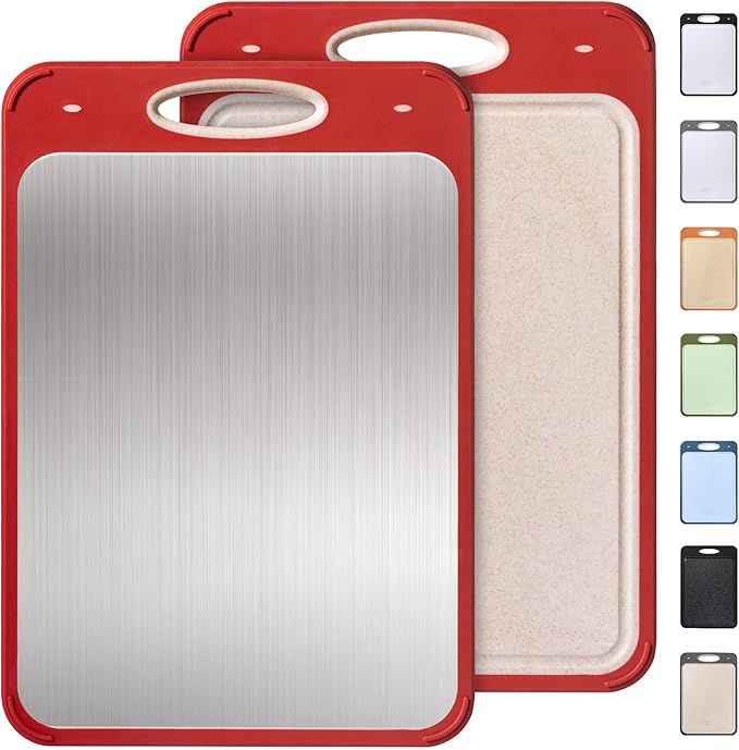 2 in 1 Stainless Steel Cutting Board with Handle Double Sided Steel Large Cutting Boards for Kitchen Gifts Best Mama Mommy Bonus Busy Mom Ever Christmas Xmas Birthday Good Unique Useful Present