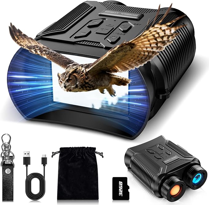 NKBZEB Night Vision Goggles - 5W Upgraded 4K HD IR Binoculars - 8X Digital Zoom, Rechargeable Binoculars with Camera Built...