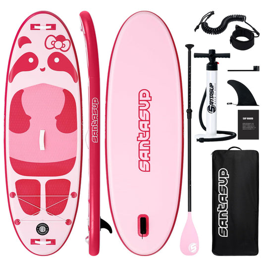 Santasup Kids Inflatable Paddle Board, 8ft Blue Panda with Paddle Board Accessories, Stand Up Paddle Board Durable, Stable Design, Wide Non-Slip Deck, Hand Pump for Youth & Kids
