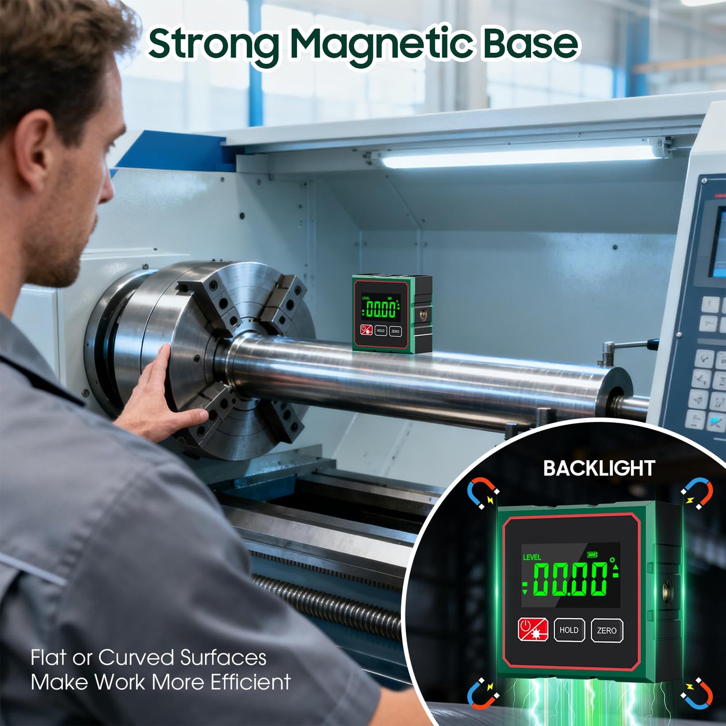 Ohcans Digital Angle Finder 4 Side Strong Magnetic Digital Angle Gauge for Table Saw&Woodworking,LCD Display Level Box Measuring Tool,Electronic Laser Backlight Inclinometer for Construction,Machinery