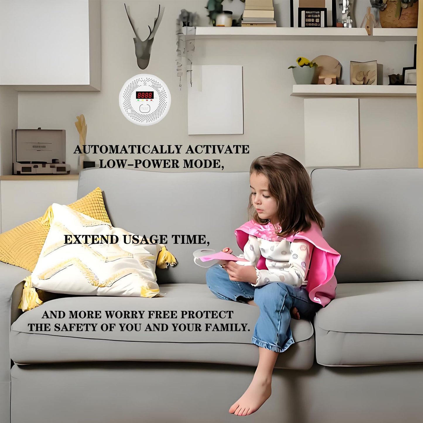 Vzmcov Carbon Monoxide and Smoke Detector LCD Display, Battery Powered, Dual sensors, 85dB Voice Alarm and Real-time Tracking, Suitable for Home/Kitchen/Bedroom/RV (Small Screen, 1Pack-CO&Smoke)