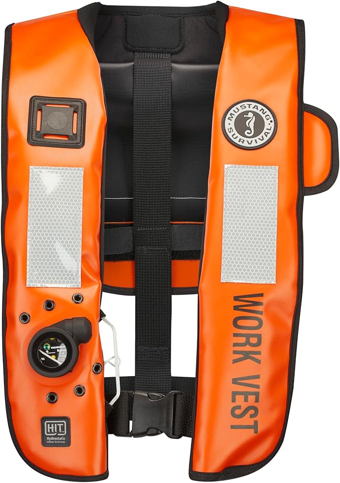 Mustang Survival - HIT Inflatable Work Vest for Adults (Orange & Black - One Size Fits All), Auto Hydrostatic, Enhanced Mo...