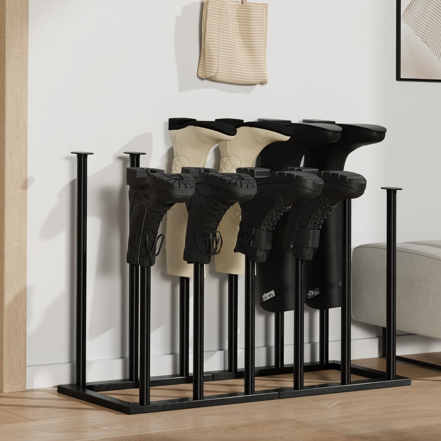 Yumark Boot Rack Boot Organizer for Tall Boots Entryway Boot Storage for 6 Pairs Hallway Boot Storage Rain Boot Shelf Free Standing Boot Holder for Cowboy Boot