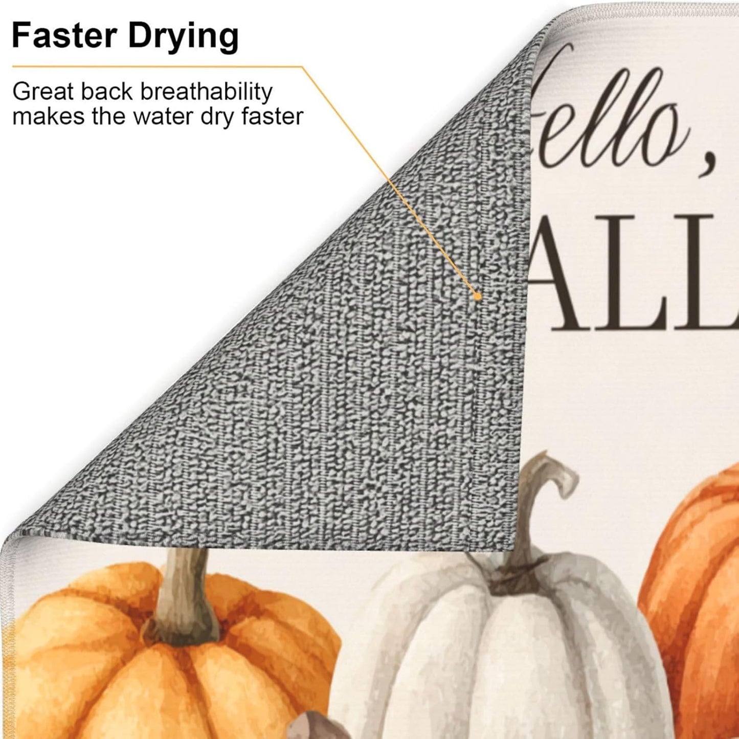 Dish Drying Mat Pumpkin Fall Autumn Thanksgiving for Kitchen Counter Absorbent 16x18 Inch Microfiber Dishes Plate Glass Dry Draining Pad Reversible Washable