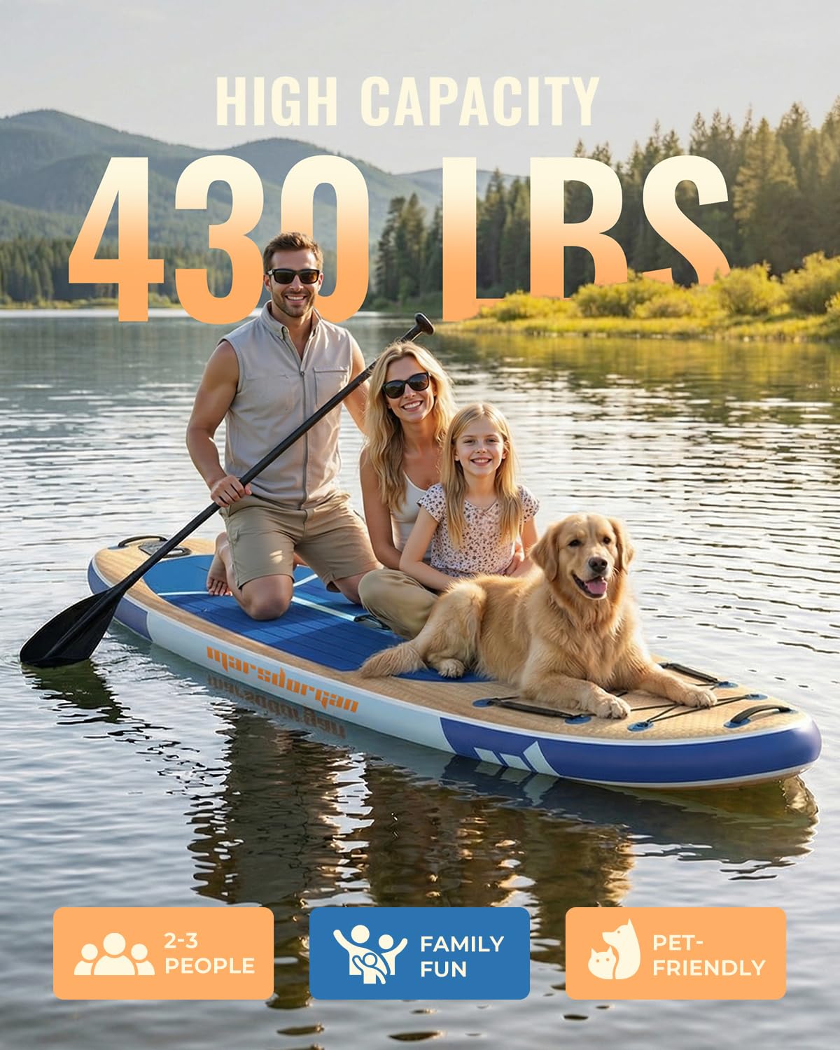 Marsdorgan 11' Inflatable Paddle Board Light Oak | Extra Wide SUP with Non-Slip Deck for All Levels | Portable for Lake Ocean, Complete Accessory Package
