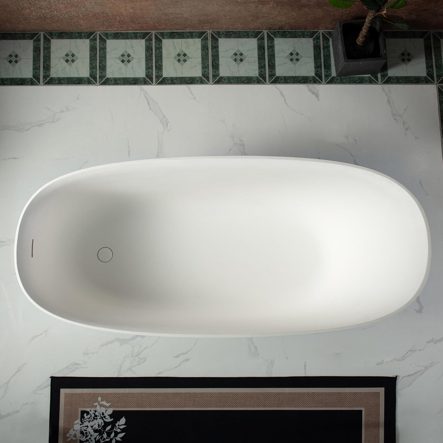WOODBRIDGE 67 in. x 29.5 in. Stone Resin Luxury Contemporary Solid Surface Freestanding Bathtub in Matte White