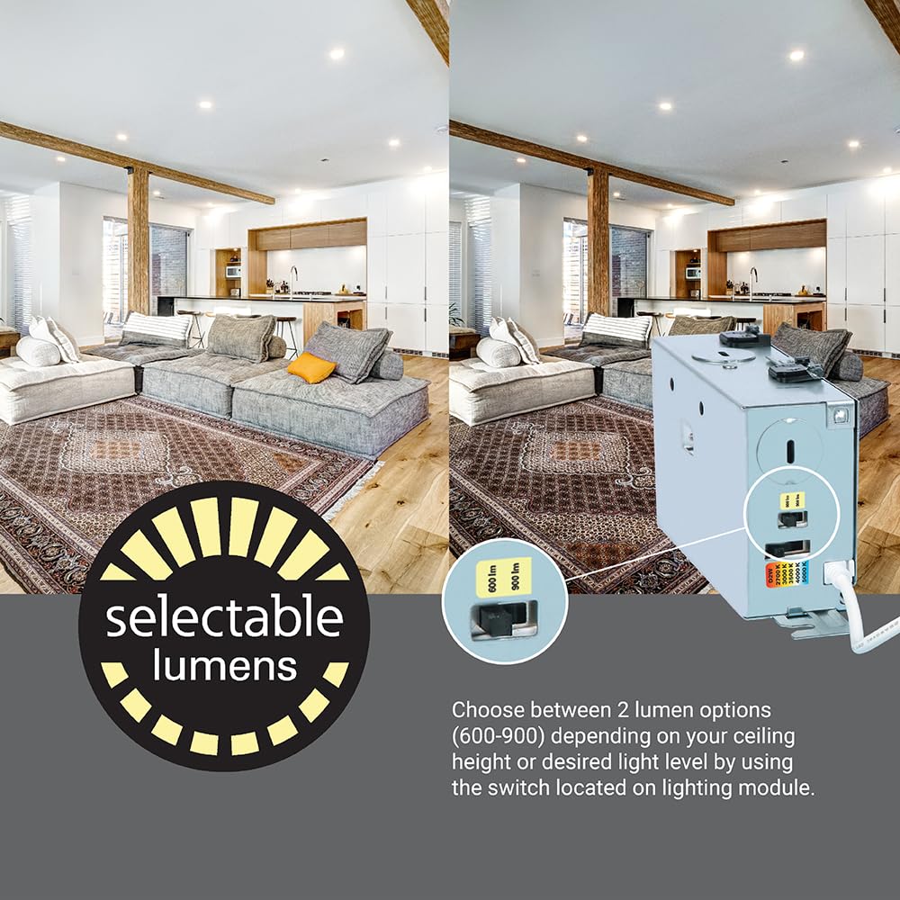 HALO RL 4-Inch Indoor/Outdoor Canless LED Recessed Lighting Downlight with Selectable Color Temperatures - RL4069FSD2W1EWHDM