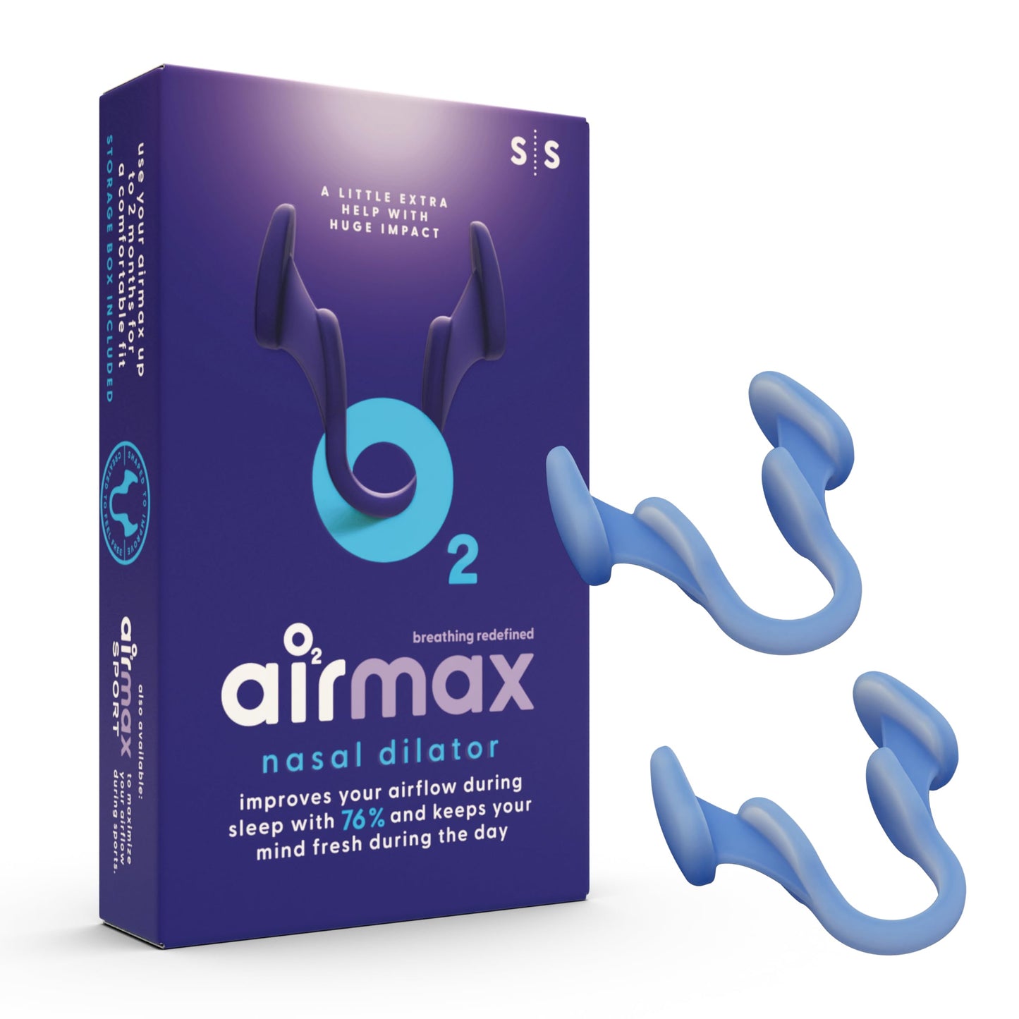 AIRMAX Nasal dilators for Sleeping - 76% More Airflow - Anti Snore Device - Breathe Freely Through The Nose - Sinus Relief, Sleep aid and snoring Solution - 2X Small Blue - 6 Month Relief