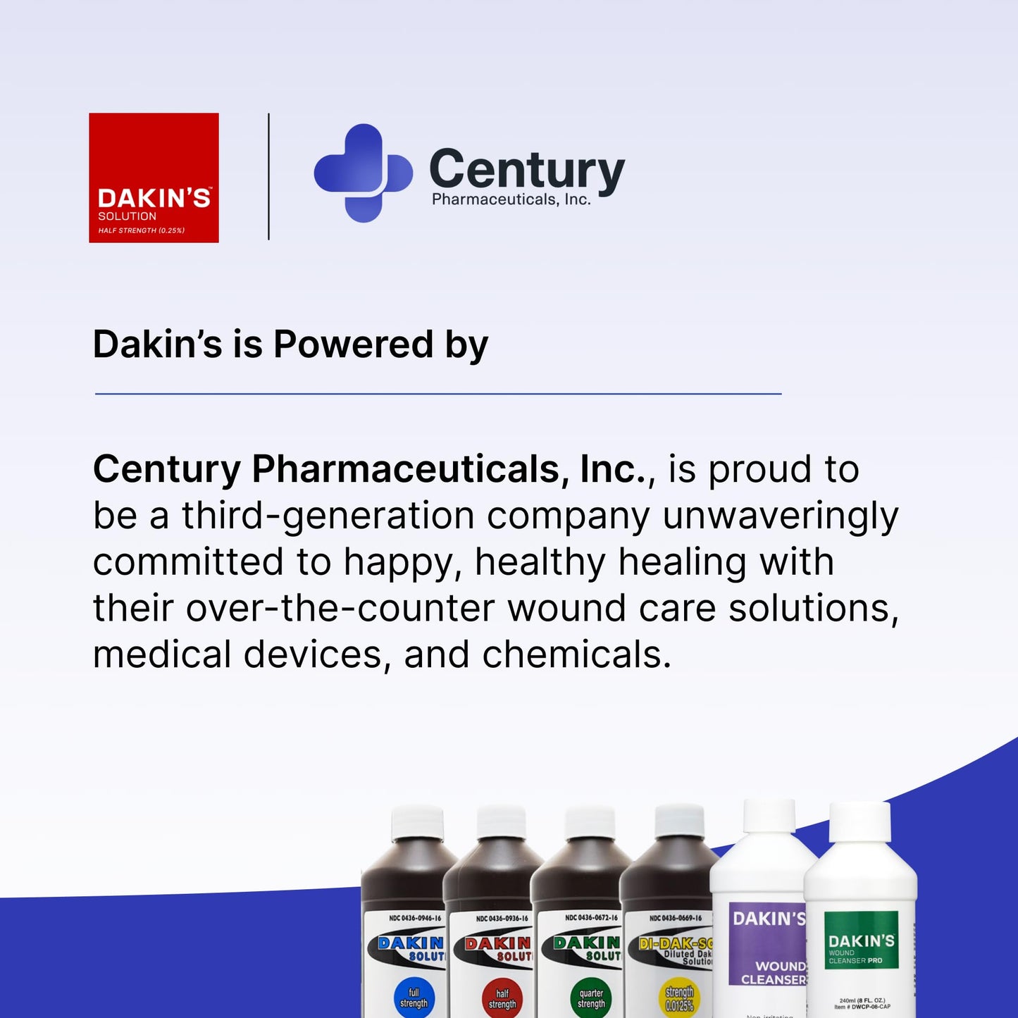 Dakin's Solution Half-Strength 0.25% Sodium Hypochlorite Wound Cleanser for Acute and Chronic Wounds, Antimicrobial No-Rinse Formula, Gentle on Skin, Safe for Home or Clinical Use, 16 oz