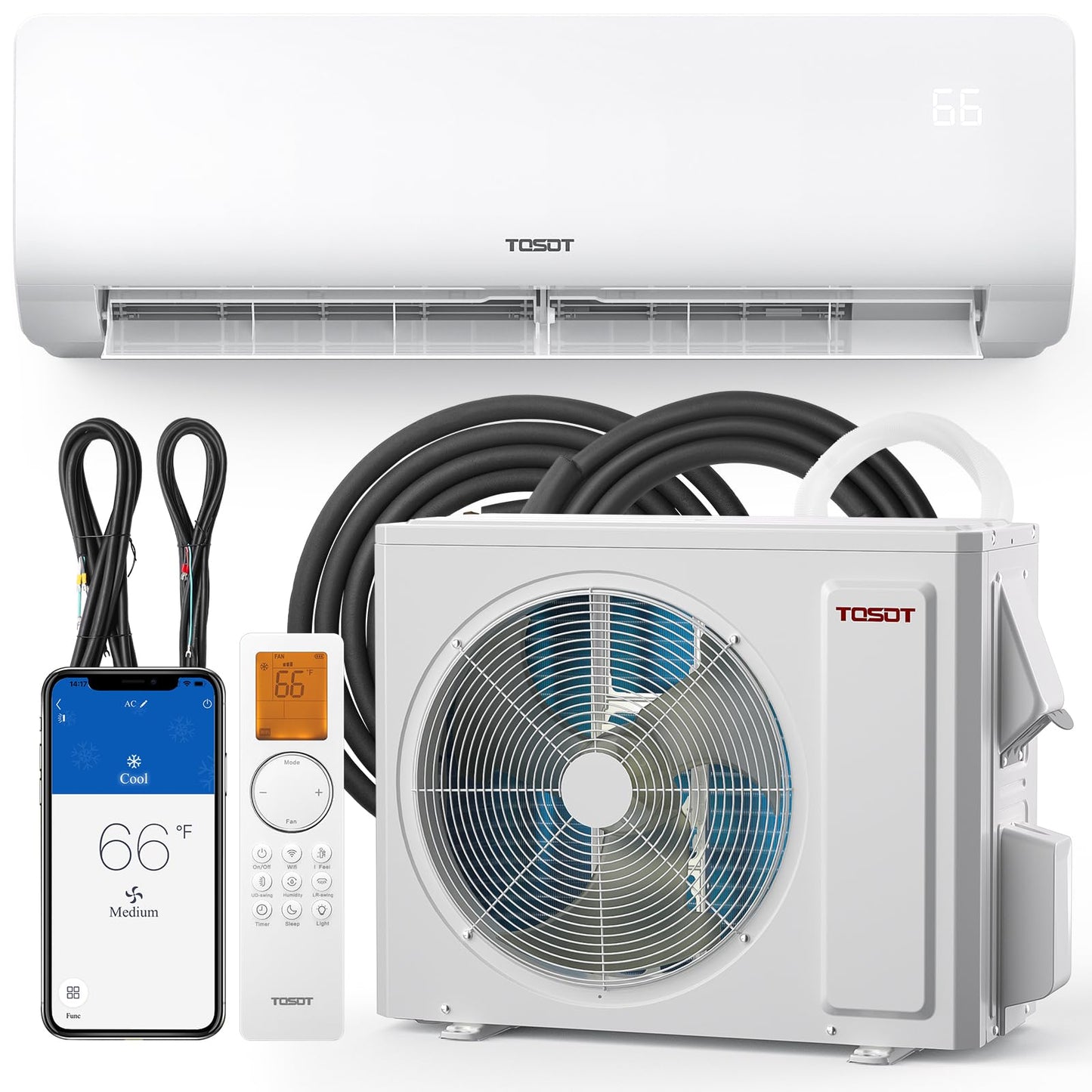 TOSOT 24,000 BTU Mini-Split Air Conditioner and Heating System, 19 SEER2 Wifi-Enabled Ductless Inverter AC Unit with 16ft Copper