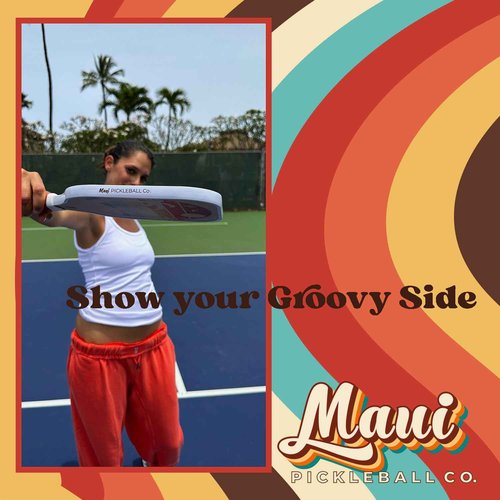 Maui Pickleball Co. USAPA Approved Carbon Fiber Textured Pickleball Paddle | High Performance Pickleball Paddle Racket Pickle Ball Paddle for Men Women Designer Cute Retro Style (Black Lava)
