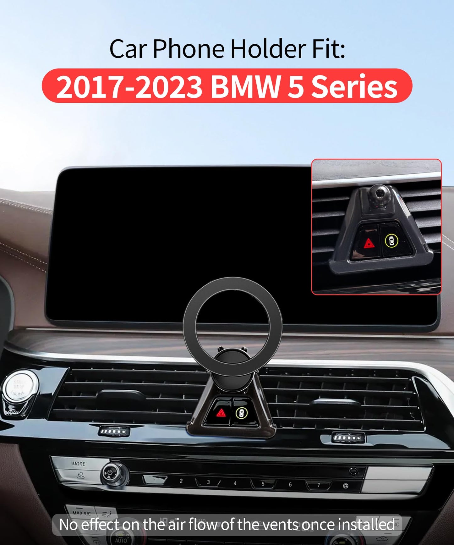 Maserweller Car Phone Holder For Bmw 5 Series 2017-2023 Accessories, 360 Rotation Phone Mount Compatible With Magsafe, Cell Phon