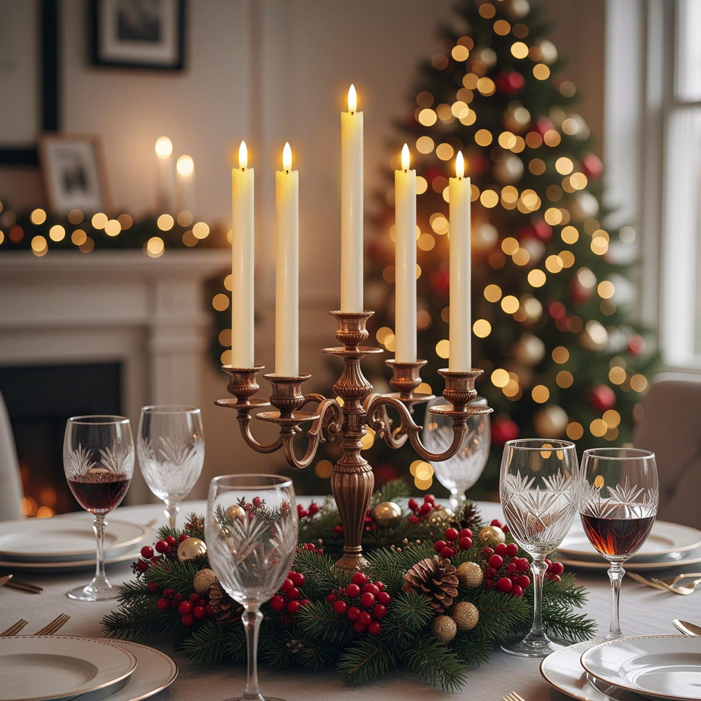 Rechargeable Flameless Taper Candles, 6 Pcs Real Wax Rechargeable LED Candles Flickering with Remote Timer and Charging Base, Battery Operated Candlesticks for Christmas Wedding Party Home Decor
