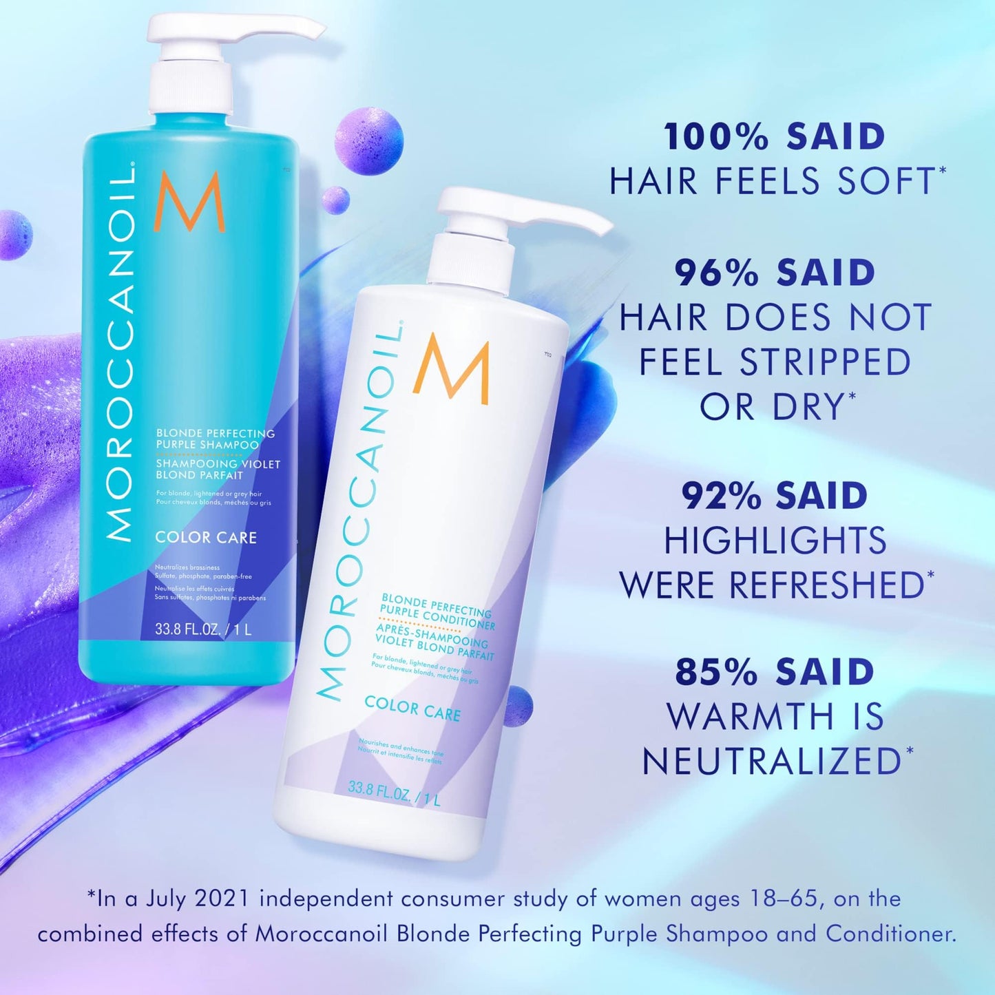 Moroccanoil Blonde Perfecting Purple Shampoo, 33.8 Fl Oz