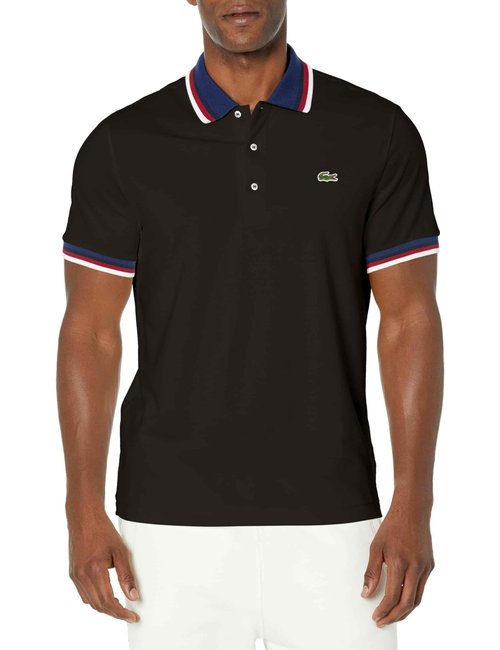 Lacoste Men's Regular Fit Stretch Mini Piqué Polo Shirt Noir