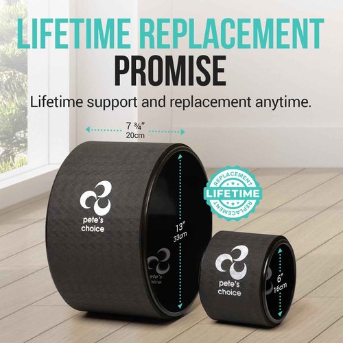 Extra Wide Yoga Wheel + Mini Wheel + Stretching Strap - Exercise guide included. Home Yoga kit for beginners. Improve posture, better mobility. Relieve Back Pain. Extra Large Jumbo Wheel. Baby Wheel